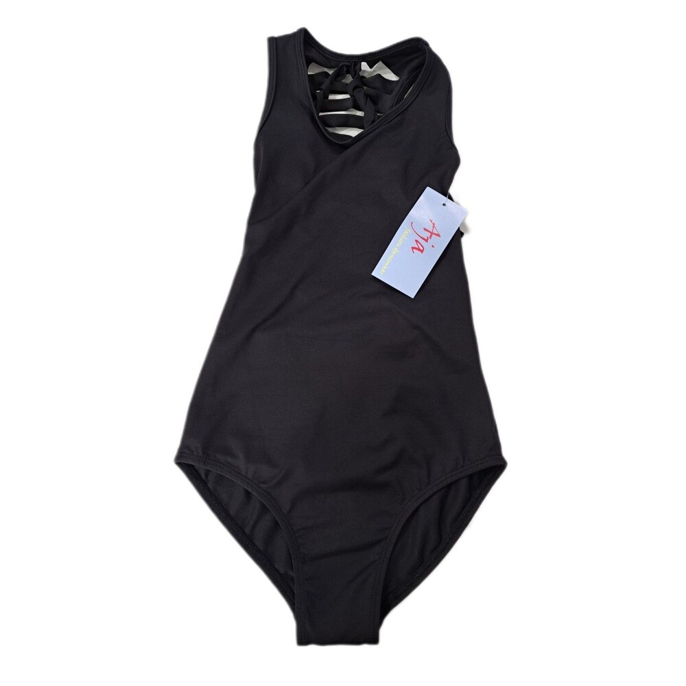 Aja VTG Cutout Slashed Ladder Back Tank Leotard Boycut Black Women's Size S - Picture 9 of 13